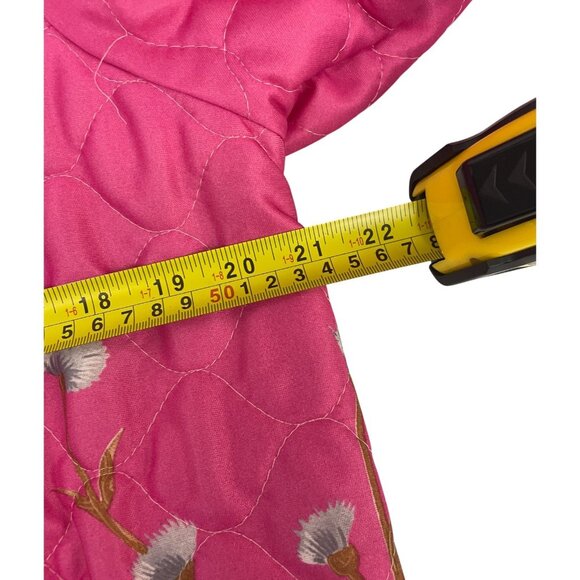 Vintage 60s 70s Lara Dee Womens Robe Quilted House Coat S Small Pink Floral - Picture 7 of 9
